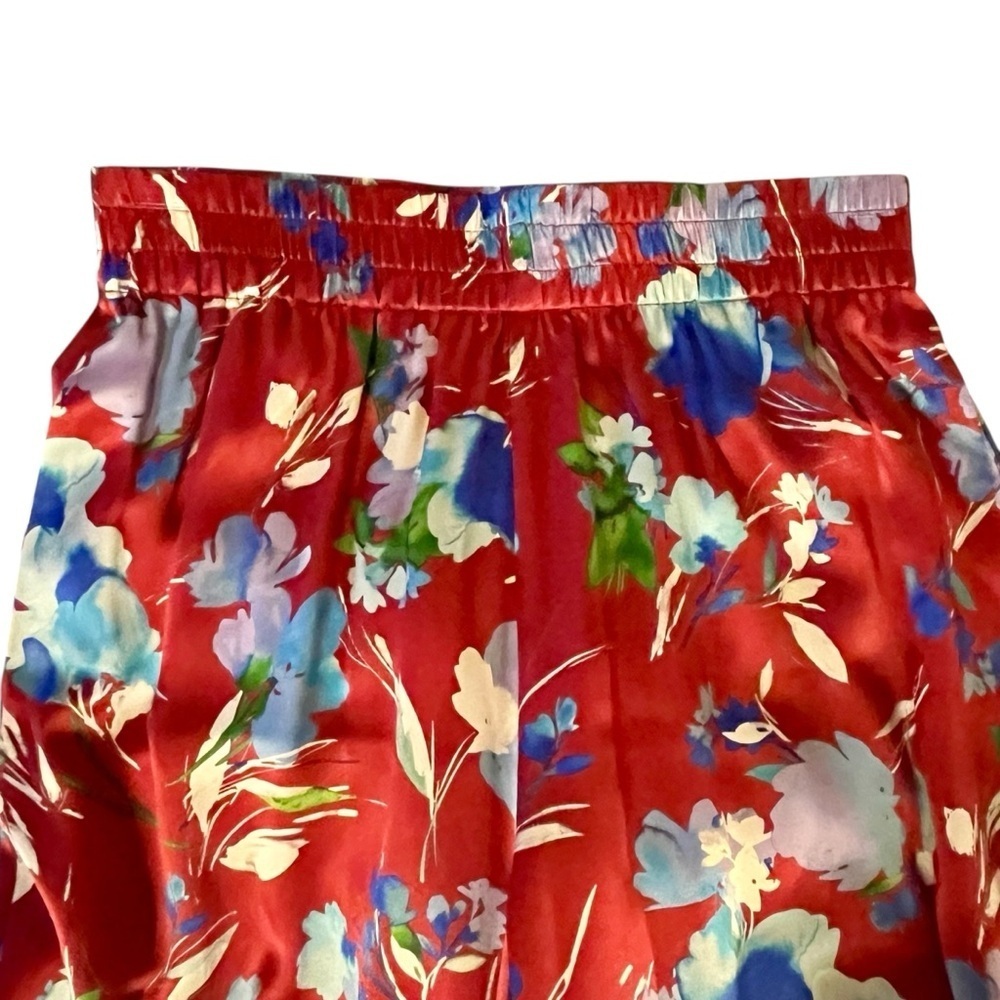Christy Lynn ‘Jade’ Crimson Fleur Silk Wide Leg Elastic Waist Pant Size Small - Picture 6 of 10